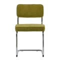 Modern&iacute; chromov&aacute; j&iacute;deln&iacute; židle Bente s leskl&yacute;m konzolov&yacute;m r&aacute;mem a man&scaron;estrov&yacute;m čalouněn&iacute;m v tepl&eacute; zelen&eacute; barvě 84 cm
