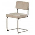 Retro chromová jídelní židle Bente s konzolovou konstrukcí z kovu s lesklým povrchem s čalouněným sedákem a opěradlem s potahem ze strukturované látky s melírovaným efektem v pískové béžové barvě