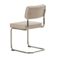 Modern&iacute; konzolov&aacute; j&iacute;deln&iacute; židle Bente s leskl&yacute;m chromov&yacute;m r&aacute;mem a p&iacute;skově b&eacute;žov&yacute;m čalouněn&yacute;m sed&aacute;kem a opěradlem 84 cm