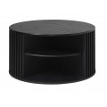 Luxusn&iacute; modern&iacute; čern&yacute; kulat&yacute; konferenčn&iacute; stolek Odense s lamelov&yacute;m designem s &uacute;ložn&yacute;m prostorem a posuvn&yacute;mi dv&iacute;řky 85 cm 