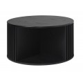 Luxusn&iacute; modern&iacute; čern&yacute; kulat&yacute; konferenčn&iacute; stolek Odense s lamelov&yacute;m designem s &uacute;ložn&yacute;m prostorem a posuvn&yacute;mi dv&iacute;řky 85 cm 