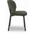 Modern&iacute; bukl&eacute; j&iacute;deln&iacute; židle Foxy s ov&aacute;lnou opěrkou s potahem v &scaron;alvějov&eacute; zelen&eacute; barvě a čern&yacute;m kovov&yacute;m nohama 82 cm