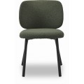 Modern&iacute; bukl&eacute; j&iacute;deln&iacute; židle Foxy s ov&aacute;lnou opěrkou s potahem v &scaron;alvějov&eacute; zelen&eacute; barvě a čern&yacute;m kovov&yacute;m nohama 82 cm