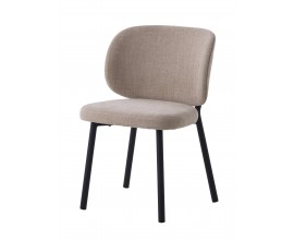 Modern&iacute; designov&aacute; j&iacute;deln&iacute; židle Foxy s potahem s jemn&yacute;m sametov&yacute;m žinylkov&yacute;m fini&scaron;em s mel&iacute;rovan&yacute;m efektem v p&iacute;skov&eacute; b&eacute;žov&eacute; barvě s kovov&yacute;mi nohama v čern&eacute; barvě