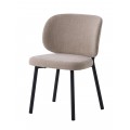 Moderní designová jídelní židle Foxy s potahem s jemným sametovým žinylkovým finišem s melírovaným efektem v pískové béžové barvě s kovovými nohama v černé barvě