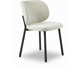 Modern&iacute; designov&aacute; j&iacute;deln&iacute; židle Foxy s čalouněn&iacute;m a potahem z bukl&eacute; v bělo&scaron;ed&eacute;m off white odst&iacute;nu s nohama z kovu v čern&eacute; barvě