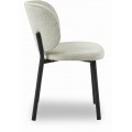 Modern&iacute; bukl&eacute; j&iacute;deln&iacute; židle Foxy se zaoblenou opěrkou a potahem v b&iacute;lo&scaron;ed&eacute; barvě s čern&yacute;ma kovov&yacute;mi nohama 82 cm