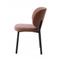 Modern&iacute; čalouněn&aacute; j&iacute;deln&iacute; židle Foxy se starorůžov&yacute;m mel&iacute;rovan&yacute;m potahem a čern&yacute;ma nohama z kovu 82 cm