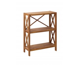 Venkovsk&yacute; n&iacute;zk&yacute; reg&aacute;l Lixi se dvěma policemi a kř&iacute;žov&yacute;mi v&yacute;ztuhami z dubov&eacute;ho dřeva v př&iacute;rodn&iacute; hněd&eacute; barvě 84 cm