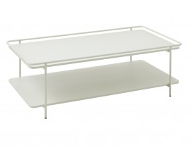 Modern&iacute; obd&eacute;ln&iacute;kov&yacute; konferenčn&iacute; stolek Koge s polic&iacute; z kovu ve světl&eacute; tepl&eacute; &scaron;ed&eacute; barvě 110 cm