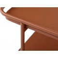 Modern&iacute; kovov&yacute; konferenčn&iacute; stolek Koge s obd&eacute;ln&iacute;kovou deskou a polic&iacute; v terakotov&eacute; hněd&eacute; barvě 110 cm