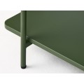 Modern&iacute; konferenčn&iacute; stolek Koge s obd&eacute;ln&iacute;kovou vrchn&iacute; deskou a polic&iacute; z kovu v olivov&eacute; zelen&eacute; barvě 110 cm