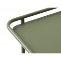 Modern&iacute; kovov&yacute; čtvercov&yacute; konferenčn&iacute; stolek Koge v olivov&eacute;m zelen&eacute;m proveden&iacute; s polic&iacute; 75 cm