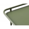 Modern&iacute; čtvercov&yacute; př&iacute;ručn&iacute; stolek Koge z kovu v olivov&eacute; zelen&eacute; barvě s polic&iacute; 45 cm