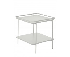 Modern&iacute; čtvercov&yacute; př&iacute;ručn&iacute; stolek Koge s polic&iacute; z kovu ve světl&eacute;m &scaron;ed&eacute;m odst&iacute;nu s tepl&yacute;m n&aacute;dechem 45 cm