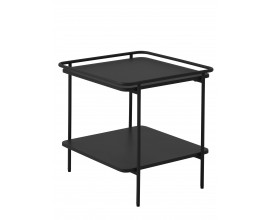 Industri&aacute;ln&iacute; kovov&yacute; př&iacute;ručn&iacute; stolek Koge se čtvercovou vrchn&iacute; deskou a polic&iacute; v čern&eacute;m proveden&iacute; 45 cm