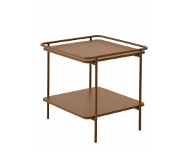 Modern&iacute; př&iacute;ručn&iacute; stolek Koge z kovu v terakotově hněd&eacute; barvě se čtvercovou vrchn&iacute; deskou a otevřenou polic&iacute; 45 cm