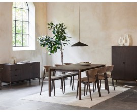 Luxusn&iacute; modern&iacute; j&iacute;deln&iacute; sestava Linia v tmav&eacute;m hněd&eacute;m dubov&eacute;m proveden&iacute; se zlat&yacute;mi detaily v art deco stylu