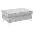 Luxusn&iacute; glamour taburetka Modern Barock s &scaron;ed&yacute;m sametov&yacute;m potahem s chesterfield pro&scaron;&iacute;v&aacute;n&iacute;m se stř&iacute;brn&yacute;mi nožičkami 92 cm 