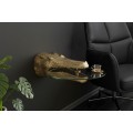 Designov&yacute; glamour př&iacute;ručn&iacute; stolek Crocodile se zlatou krokod&yacute;l&iacute; hlavou a kulatou skleněnou deskou 75 cm