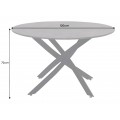 Modern&iacute; kulat&yacute; j&iacute;deln&iacute; stůl Valldemossa s deskou v dekoru &scaron;ed&eacute;ho kamene s čern&yacute;m zkř&iacute;žen&yacute;m kovov&yacute;m nohama 120 cm