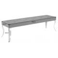 Luxusn&iacute; glamour lavice Modern Barock s čern&yacute;m sametov&yacute;m potahem s pro&scaron;&iacute;v&aacute;n&iacute;m a knofl&iacute;ky se stř&iacute;brn&yacute;mi kovov&yacute;mi nohami 170 cm 