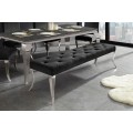 Luxusn&iacute; glamour lavice Modern Barock s čern&yacute;m sametov&yacute;m potahem s pro&scaron;&iacute;v&aacute;n&iacute;m a knofl&iacute;ky se stř&iacute;brn&yacute;mi kovov&yacute;mi nohami 170 cm 