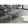 Luxusn&iacute; glamour lavice Modern Barock s &scaron;ed&yacute;m sametov&yacute;m potahem s chesterfield pro&scaron;&iacute;v&aacute;n&iacute;m se stř&iacute;brn&yacute;m kovov&yacute;m nohama 170 cm