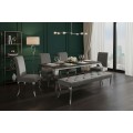 Luxusn&iacute; glamour lavice Modern Barock s &scaron;ed&yacute;m sametov&yacute;m potahem s chesterfield pro&scaron;&iacute;v&aacute;n&iacute;m se stř&iacute;brn&yacute;m kovov&yacute;m nohama 170 cm