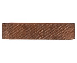 Designov&yacute; z&aacute;věsn&yacute; obd&eacute;ln&iacute;kov&yacute; tř&iacute;dveřov&yacute; TV stolek Cumbria z masivn&iacute;ho mangov&eacute;ho dřeva hněd&eacute; barvy s 3D dekorem 160 cm 
