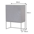 Designov&aacute; modern&iacute; čern&aacute; barov&aacute; skř&iacute;ňka z masivn&iacute;ho mangov&eacute;ho dřeva s dvojit&yacute;mi dv&iacute;řky s dekorem kružnic a podnož&iacute; 120 cm 