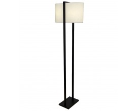 Modern&iacute; stojac&iacute; lampa Ambient s ov&aacute;ln&yacute;m světl&yacute;m textiln&iacute;m st&iacute;n&iacute;tkem a černou kovovou konstrukc&iacute; s podstavou 160 cm 