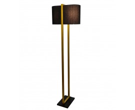 Modern&iacute; glamour stojac&iacute; lampa Ambient se zlat&yacute;m kovov&yacute;m r&aacute;mem s tmav&yacute;m textiln&iacute;m st&iacute;n&iacute;tkem a obd&eacute;ln&iacute;kovou podstavou 160 cm 