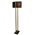 Luxusní glamour obdélníková stojací lampa Ambient s oválným tmavým látkovým stínítkem se zlatým kovovým rámem s povrchovou úpravou a zlatou obdélníkovou podstavou z MDF materiálu a dlouhým přívodním kabelem