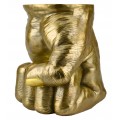 Stylový art deco příruční stolek Tierra Glam v metalické zlaté barvě lidské sevřené dlaně s nepravidelnou kulatou deskou
