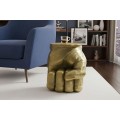 Stylov&yacute; glamour kulat&yacute; př&iacute;ručn&iacute; stolek Tierra Glam ve tvaru zlat&eacute; sevřen&eacute; dlaně 45 cm 