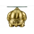 Glamour kulat&yacute; př&iacute;ručn&iacute; stolek Pop Atelier se zlatou sumo podstavou a s deskou z temperovan&eacute;ho bezpečnostn&iacute;ho skla 32 cm