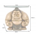 Designov&yacute; kulat&yacute; př&iacute;ručn&iacute; stolek Tierra Glam s podnož&iacute; v podobě sumo postavy se skleněnou průsvitnou deskou 32 cm 