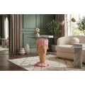Designov&yacute; pop-art kulat&yacute; př&iacute;ručn&iacute; stolek Gelato ve tvaru kornoutu se st&eacute;kaj&iacute;c&iacute; zmrzlinou a skleněnou deskou 48 cm 