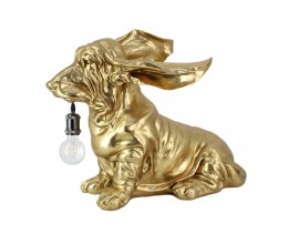 Designov&aacute; atypick&aacute; glamour stoln&iacute; lampa Golddog ve tvaru jezevč&iacute;ku ve zlat&eacute; barvě 66 cm 
