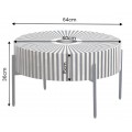 Designov&yacute; art deco kulat&yacute; konferenčn&iacute; stolek Celia s intarzi&iacute; se vzorem slunečn&iacute;ch paprsků v čern&eacute; a b&iacute;l&eacute; barvě 64 cm