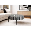 Designov&yacute; art deco kulat&yacute; konferenčn&iacute; stolek Celia s intarzi&iacute; se vzorem slunečn&iacute;ch paprsků v čern&eacute; a b&iacute;l&eacute; barvě 64 cm