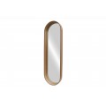Moderní minimalistické hnědé nástěnné zrcadlo Auri oválného tvaru s rámem z dýhovaného dřeva s ořechovým designem s přiznanou kresbou letokruhů s vyvýšeným okrajem