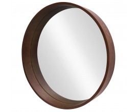 Modern&iacute; designov&eacute; kulat&eacute; z&aacute;věsn&eacute; zrcadlo Auri s vysok&yacute;m ořechov&yacute;m hněd&yacute;m dřevěn&yacute;m r&aacute;mem 70 cm