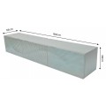 Designov&yacute; masivn&iacute; n&aacute;stěnn&yacute; TV stolek Cumbria se třemi dv&iacute;řky s reli&eacute;fem s motivem vlny v tyrkysov&eacute; barvě 160 cm