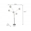 Modern&iacute; designov&aacute; stojac&iacute; lampa Kalan s pěti atypick&yacute;mi skleněn&yacute;mi st&iacute;n&iacute;tky v &scaron;ed&eacute; a čern&eacute; barvě 202 cm