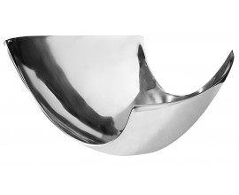 Modern&iacute; designov&aacute; kovov&aacute; m&iacute;sa Abstract ve stř&iacute;brn&eacute; barvě s dynamickou asymetrickou siluetou 30 cm