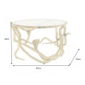 Glamour zlat&yacute; kulat&yacute; konferenčn&iacute; stolek Tierra Glam s průhlednou skleněnou deskou a kovovou podstavou s designem kober 70 cm