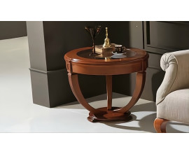 Luxusn&iacute; klasick&yacute; př&iacute;ručn&iacute; stolek Castilla s polic&iacute; s kulatou vrchn&iacute; deskou se sklem ve voliteln&eacute; barevnosti 60 cm