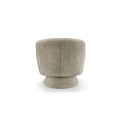 Dizajnov&eacute; art deco otočn&eacute; kreslo Elian s bukl&yacute;m potahom v hněd&eacute;m odtieni taupe so zaoblenou siluetou 76 cm